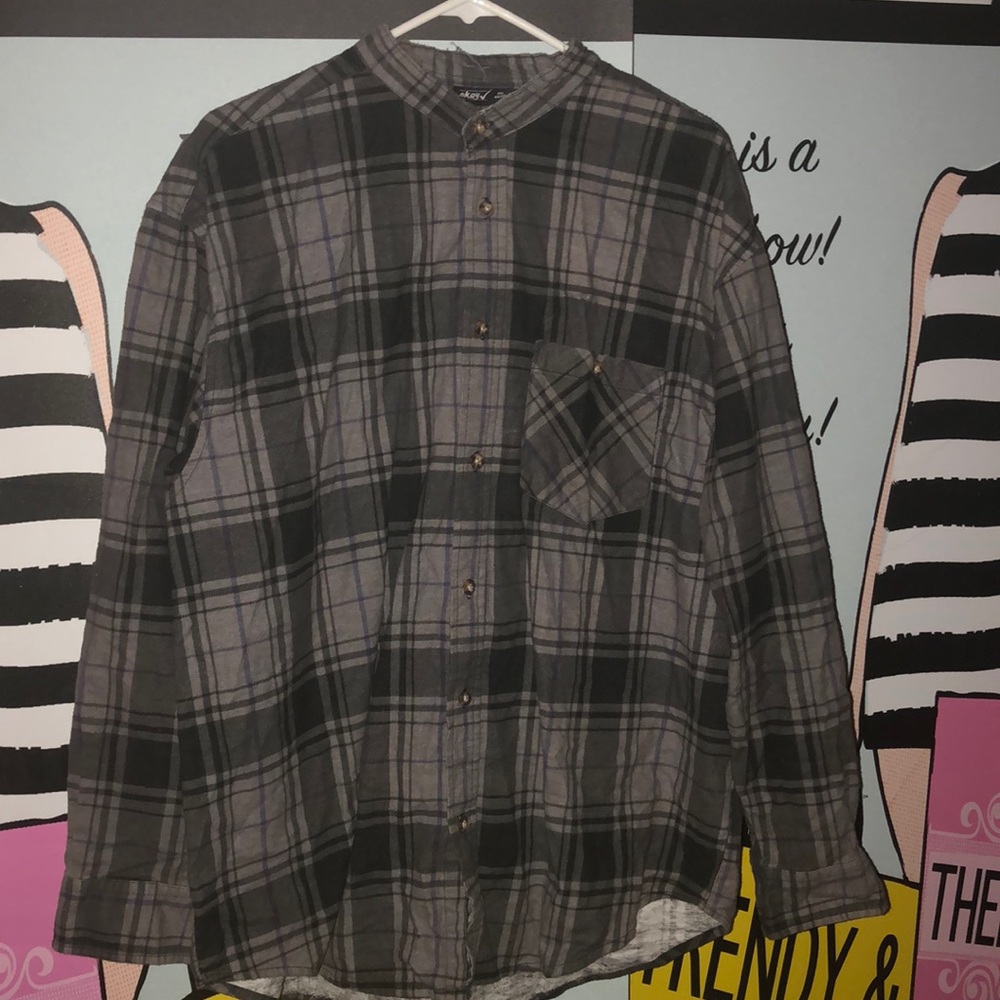 Okay clothing gray flannel long sleeve shirt XXL